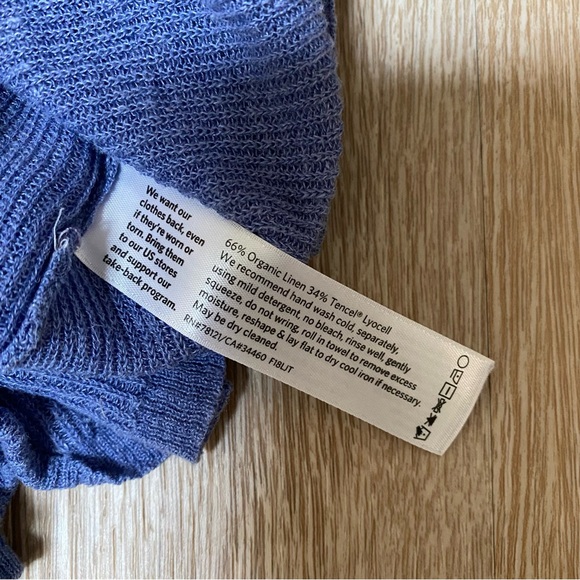 Eileen Fisher Fine Knit Linen Blend V-Neck Sweater blue size medium - Picture 5 of 6